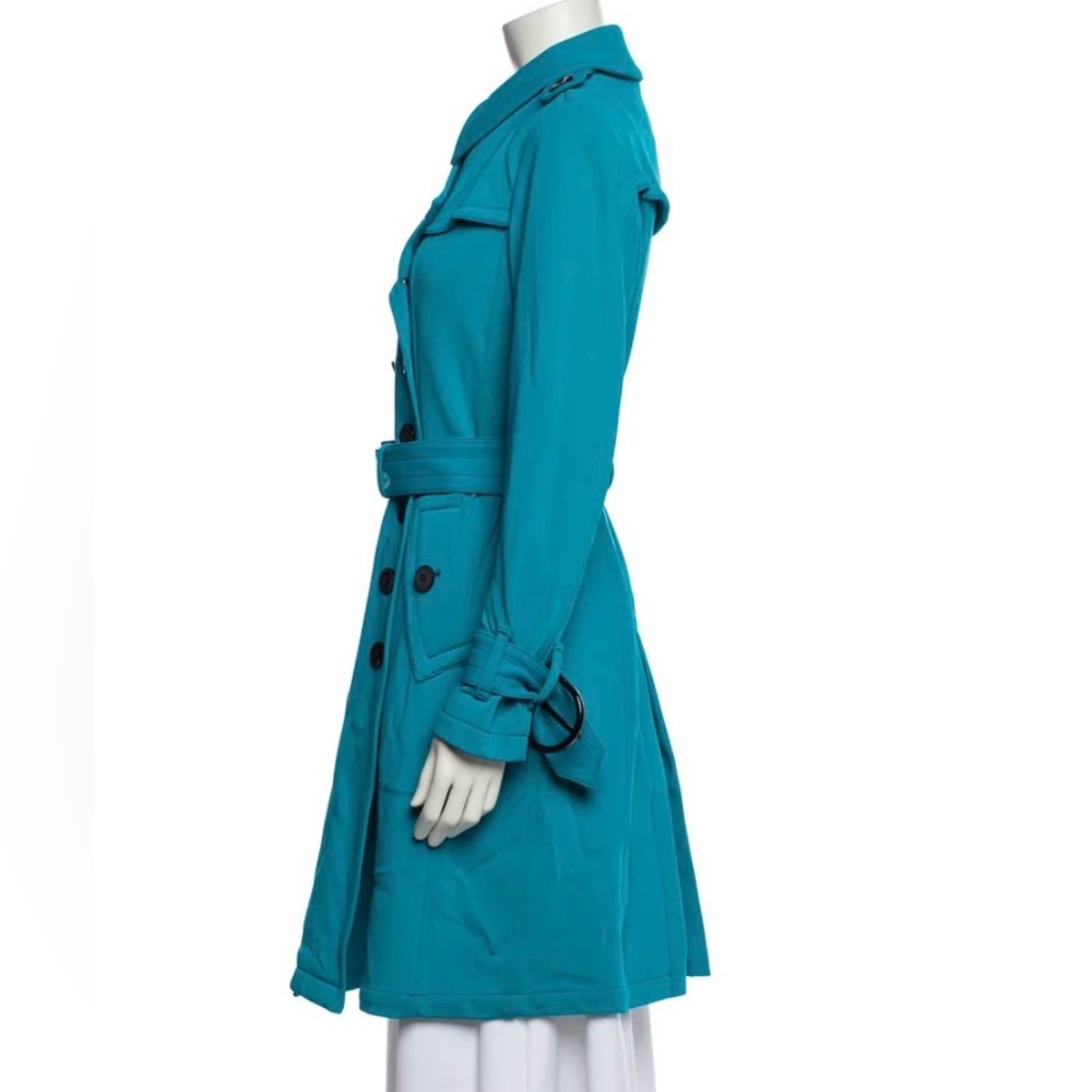 Burberry Prorsum Turquoise Trench Coat with Iconic Logo bottoms - Picture 2 of 8